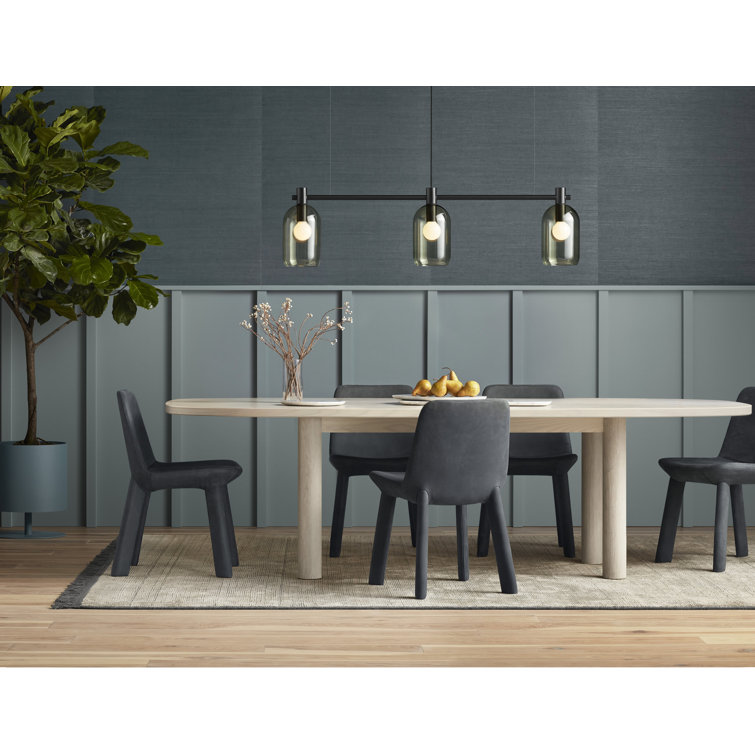 Ink Genuine Leather Upholstered Dining Chair with Wood Legs