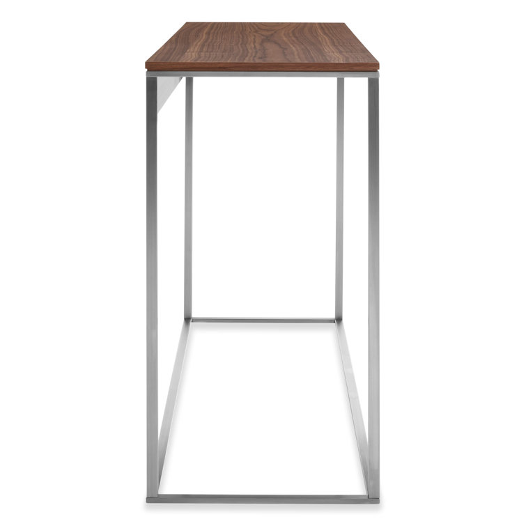 Walnut and Stainless Steel Minimalist Console Table