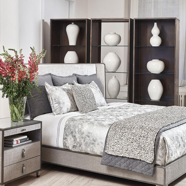 Elegant Gray Diamond Quilted Queen Microfiber Coverlet Set