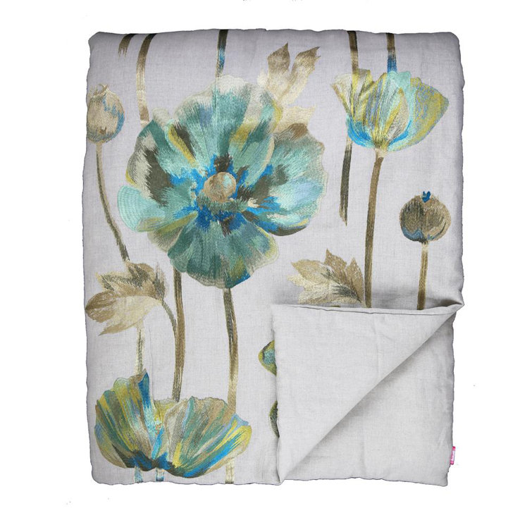Ann Gish Opium Azure King Reversible Linen Throw
