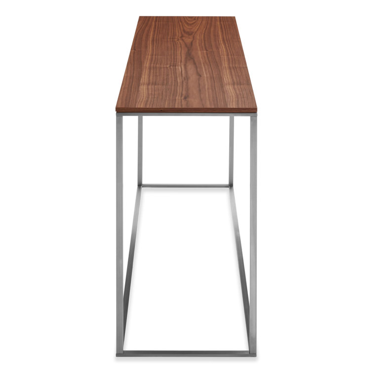 Walnut and Stainless Steel Minimalist Console Table