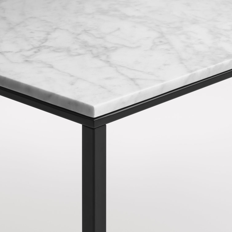 Minimalist Black Metal and Wood Rectangular Coffee Table with Storage