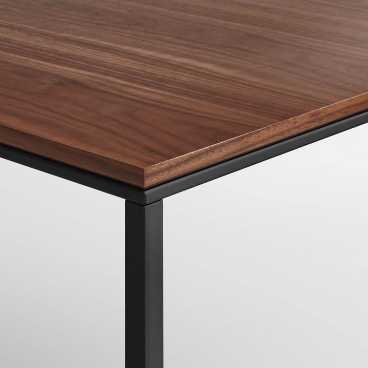 Minimalist Black Metal and Wood Rectangular Coffee Table with Storage