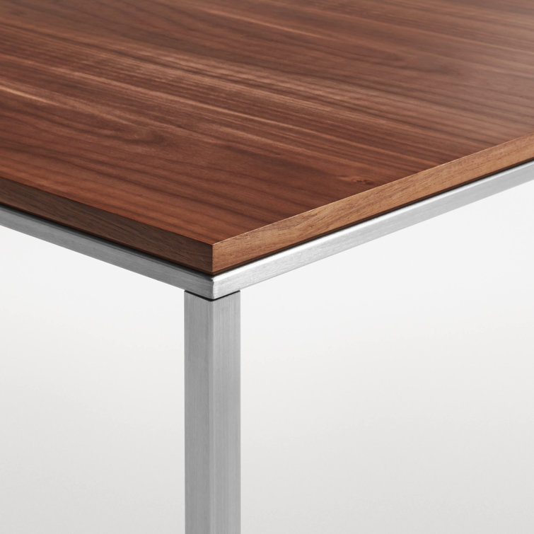 Walnut and Stainless Steel Minimalist Console Table