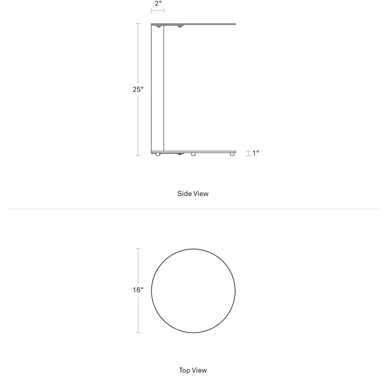 Cantilevered Round Wood & Metal Note Side Table