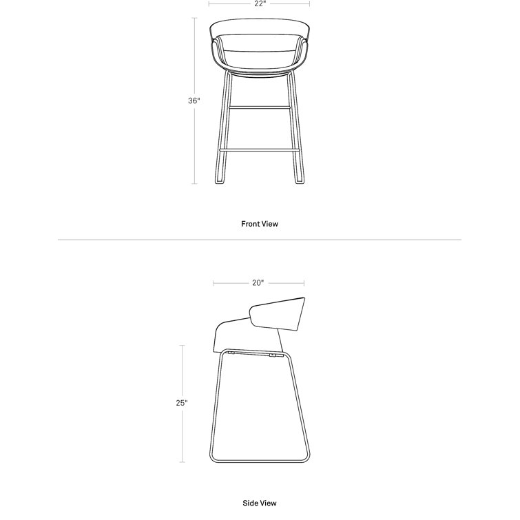 Tait Marine Upholstered Counter Stool with Navy Metal Frame