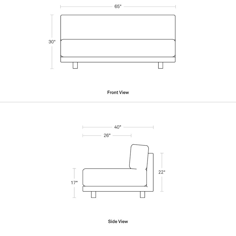 Agnew Gray Cotton Blend Armless Sofa with Wood Base