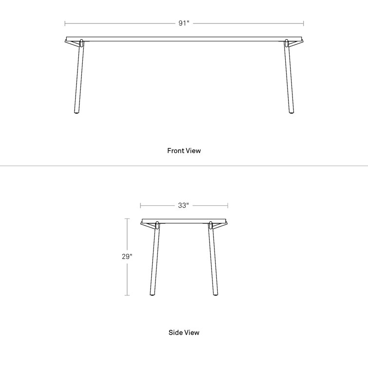 Branch Black Oak 91" Rectangular Dining Table with Steel Legs