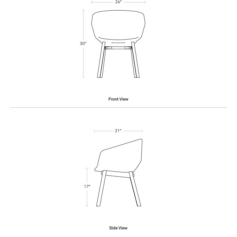 Rostenkowski Blue Upholstered Dining Chair with White Oak Legs