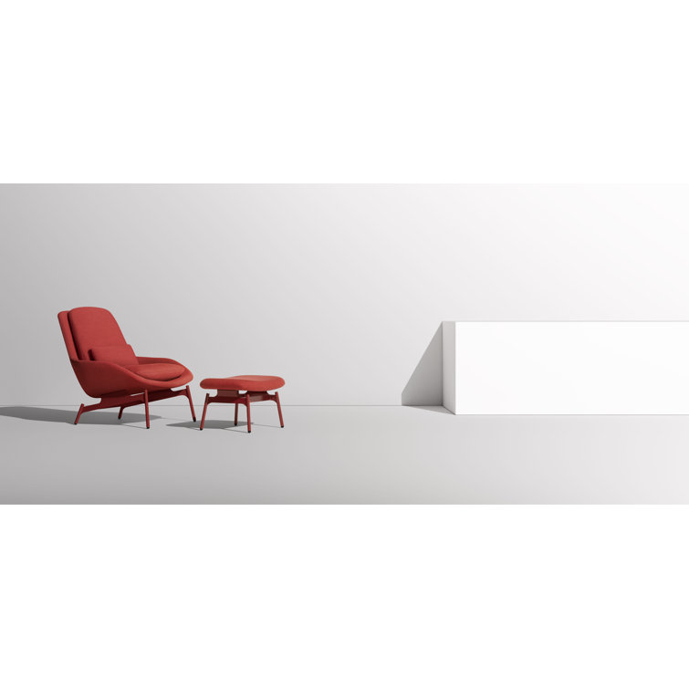 Craig Red Fabric and Steel Field Ottoman