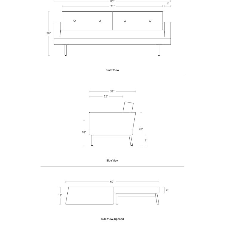 Edwards Navy Queen Sleeper Sofa with Brushed Stainless Steel Legs