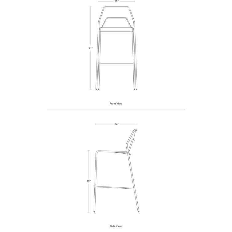 Off-White Metal Stackable Bar Stool with Mesh Design