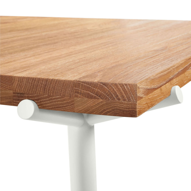 Oak and White Mid-Century Modern Dining Table, 76"