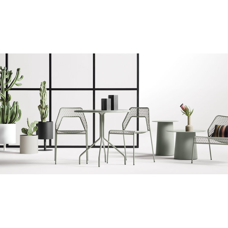 Gray Green Metal Tall Side Table, 21" Height