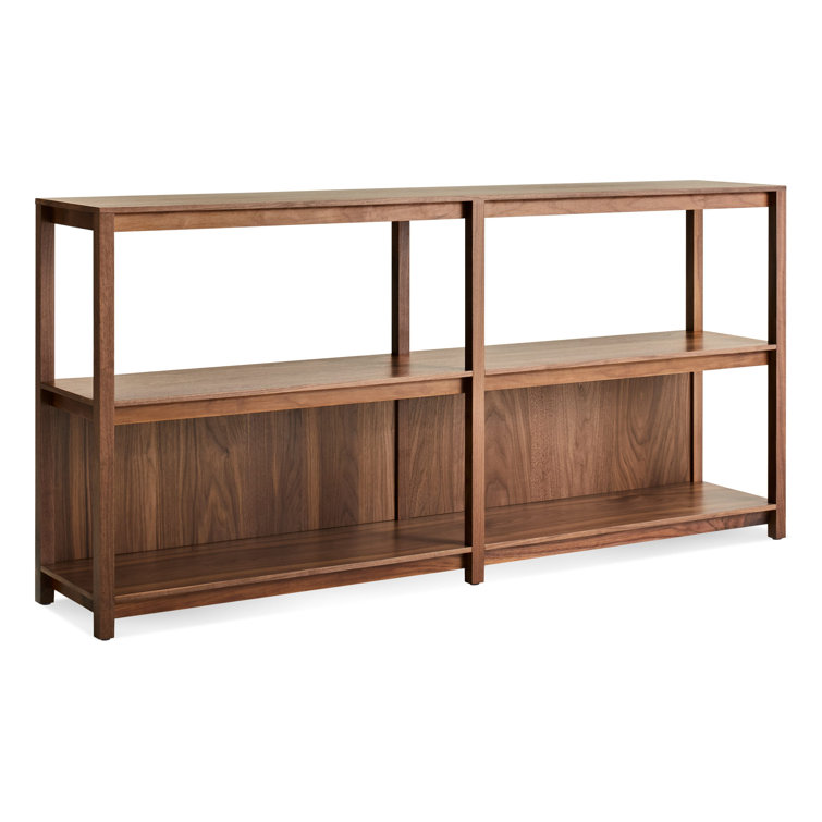 Walnut Wood Adjustable Open Plan Bookcase with 2 Shelves