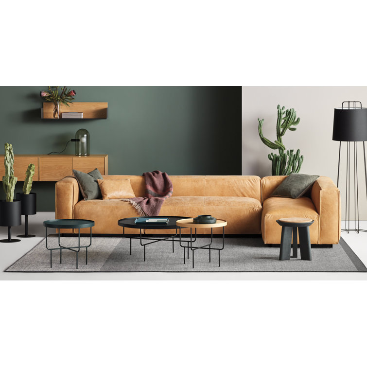 Black Ash and Metal Round Coffee Table