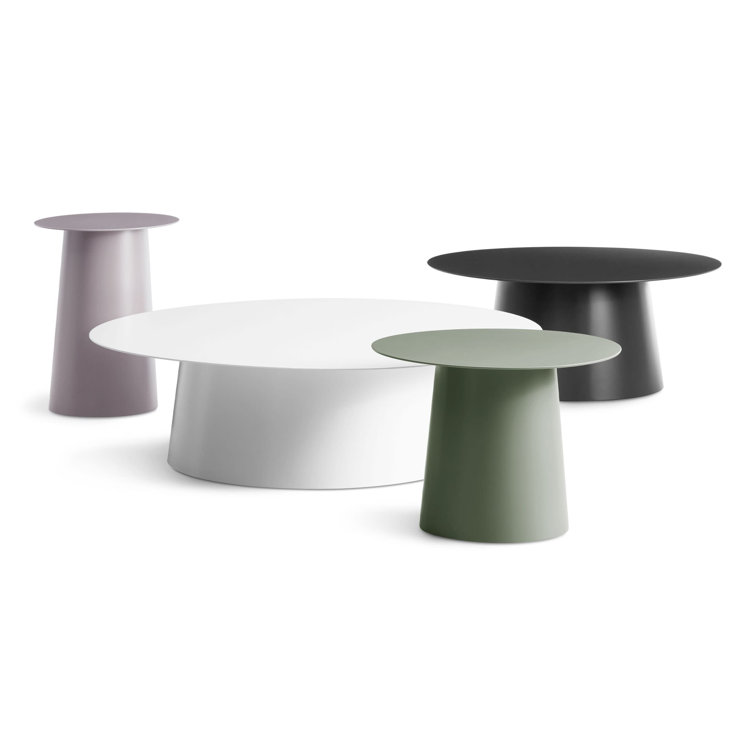 Gray Green Metal Tall Side Table, 21" Height