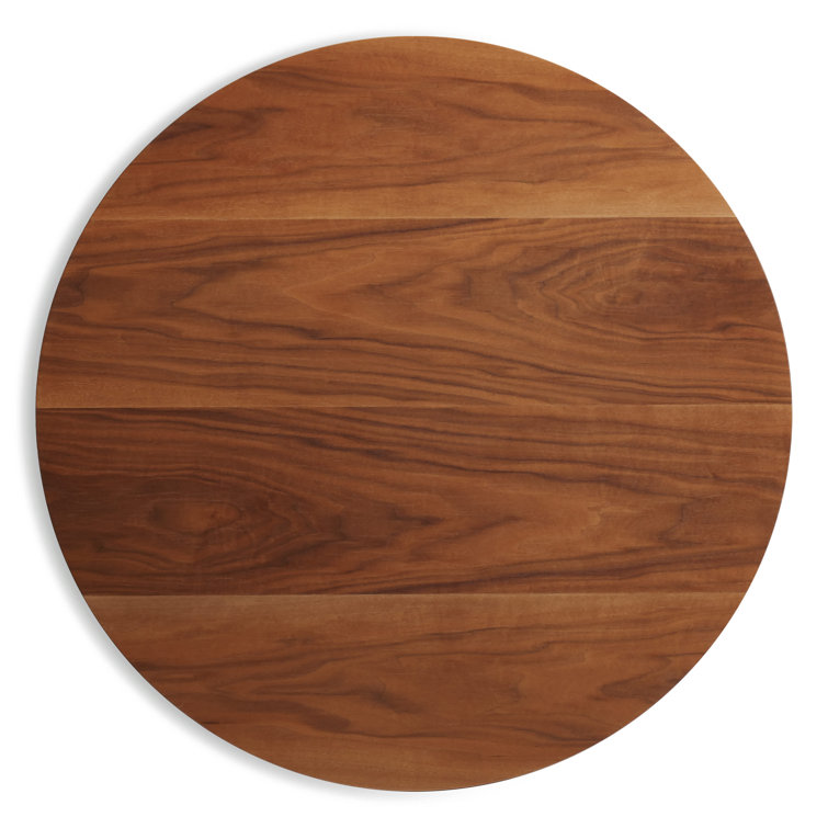 Walnut and Matte Black Round Mid-Century Modern Dining Table