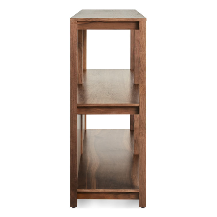Walnut Wood Adjustable Open Plan Bookcase with 2 Shelves