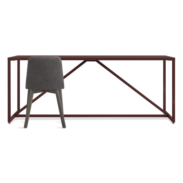 Oxblood Metal Frame Dining Table with Wood Top, 75" Length