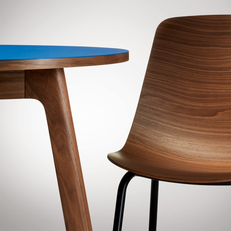 30'' Black and Walnut Round Wood Dining Table