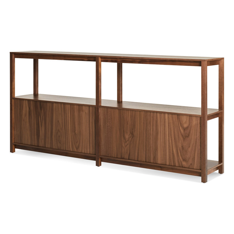 Walnut Wood Adjustable Open Plan Bookcase with 2 Shelves
