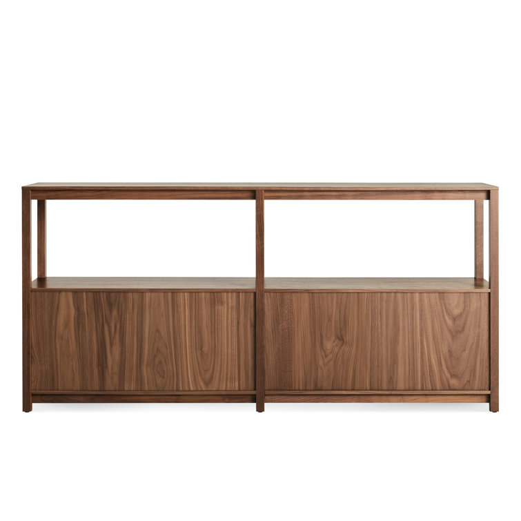 Walnut Wood Adjustable Open Plan Bookcase with 2 Shelves