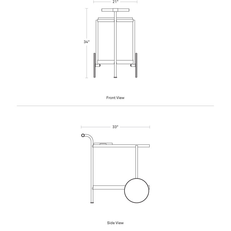 Longday Carbon Teak & Aluminum Bar Cart with Storage