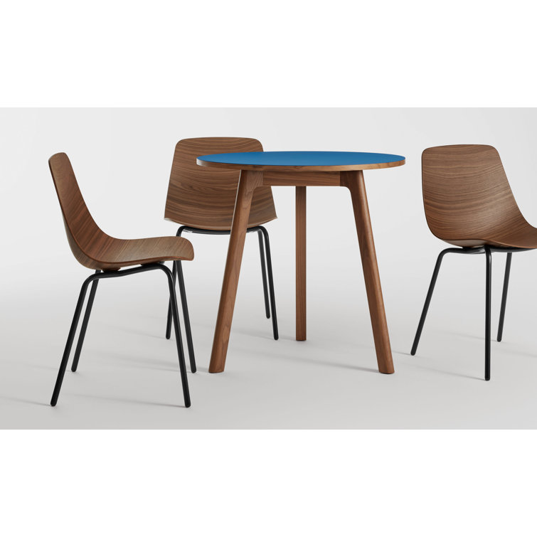 30'' Black and Walnut Round Wood Dining Table