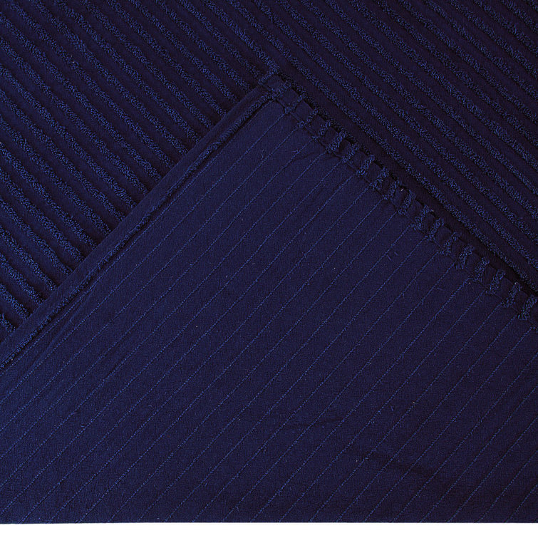 Navy Full Cotton Chenille Bedspread Set with Shams