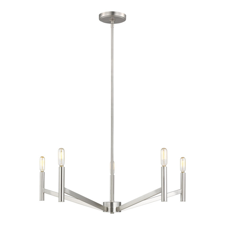 Brushed Nickel 5-Light Modern Linear Candle Chandelier