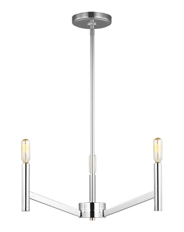 Vector Chrome 3-Light Sleek Industrial Chandelier