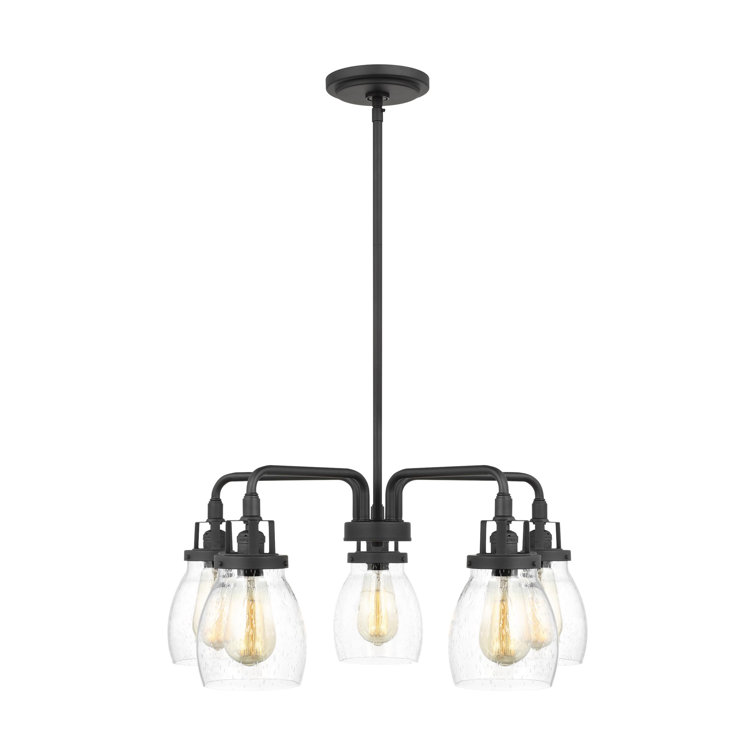 Midnight Black 5-Light Chandelier with Clear Seeded Glass Shades
