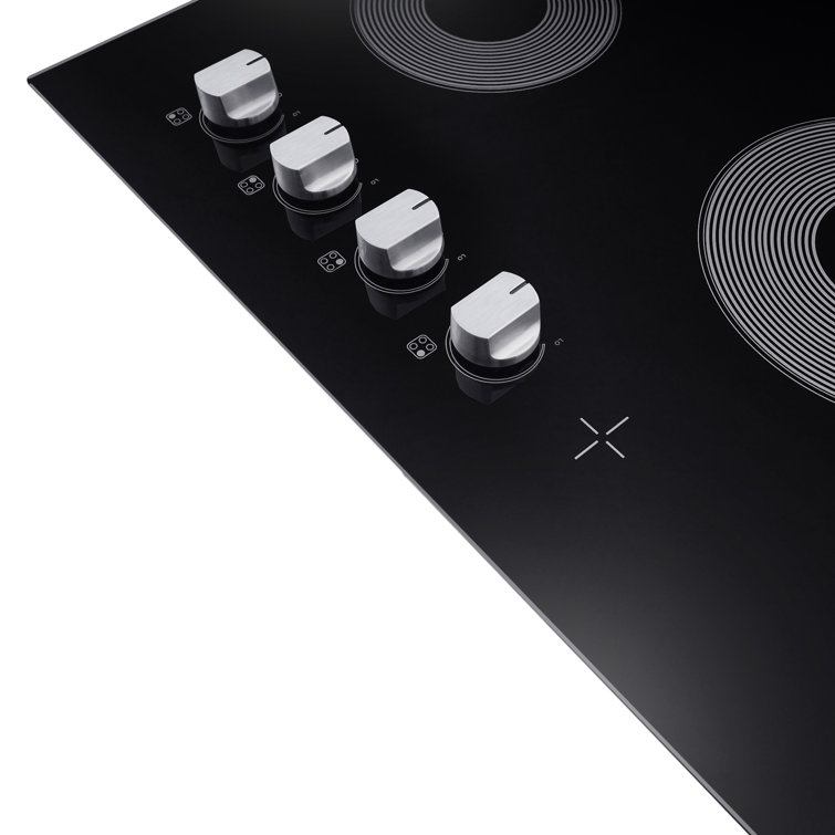 24 Inch Black Ceramic Glass Electric Cooktop with 4 Burners