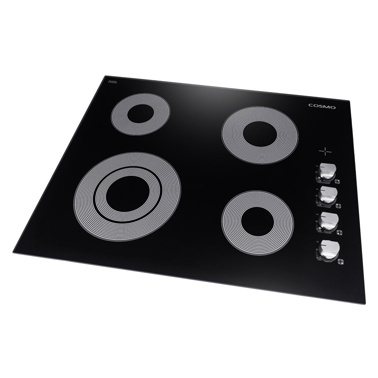 24 Inch Black Ceramic Glass Electric Cooktop with 4 Burners