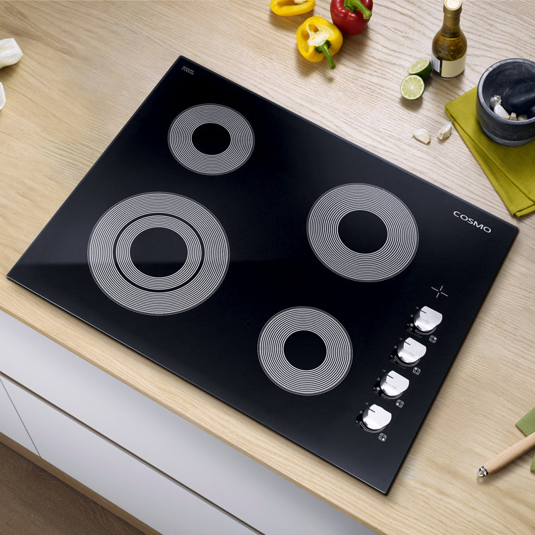 24 Inch Black Ceramic Glass Electric Cooktop with 4 Burners