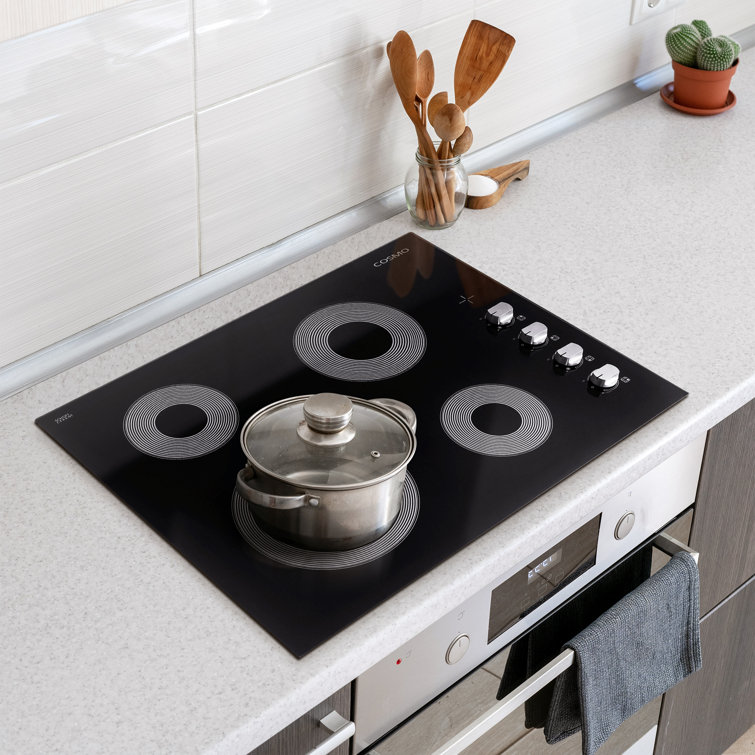 24 Inch Black Ceramic Glass Electric Cooktop with 4 Burners