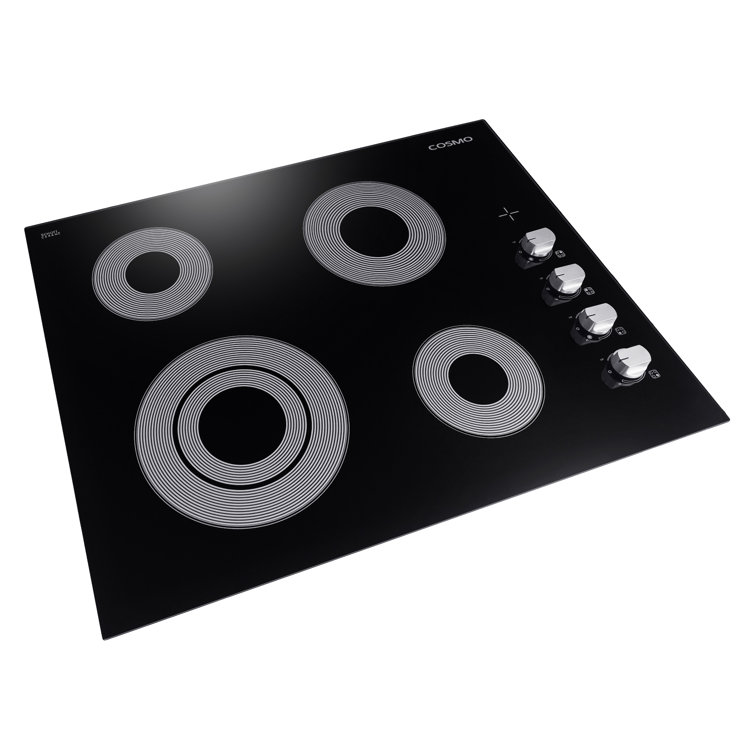 24 Inch Black Ceramic Glass Electric Cooktop with 4 Burners