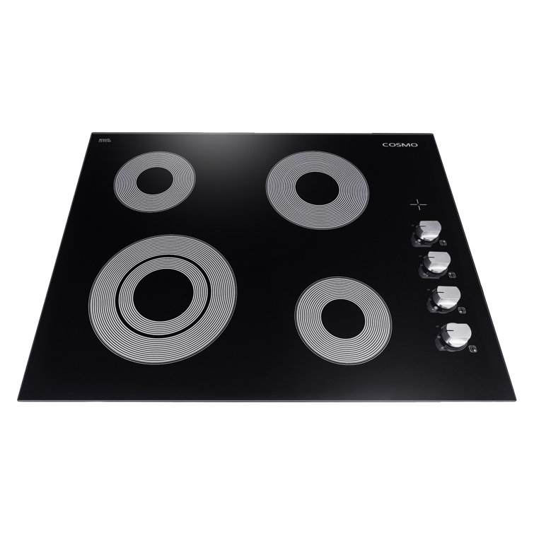 24 Inch Black Ceramic Glass Electric Cooktop with 4 Burners