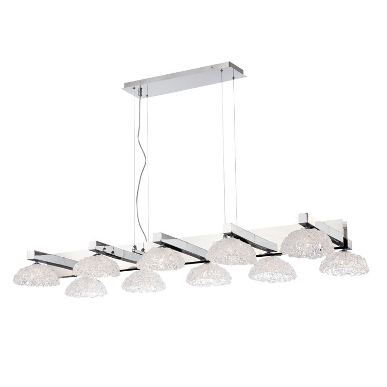 Chrome and Crystal 10-Light Kitchen Island Pendant
