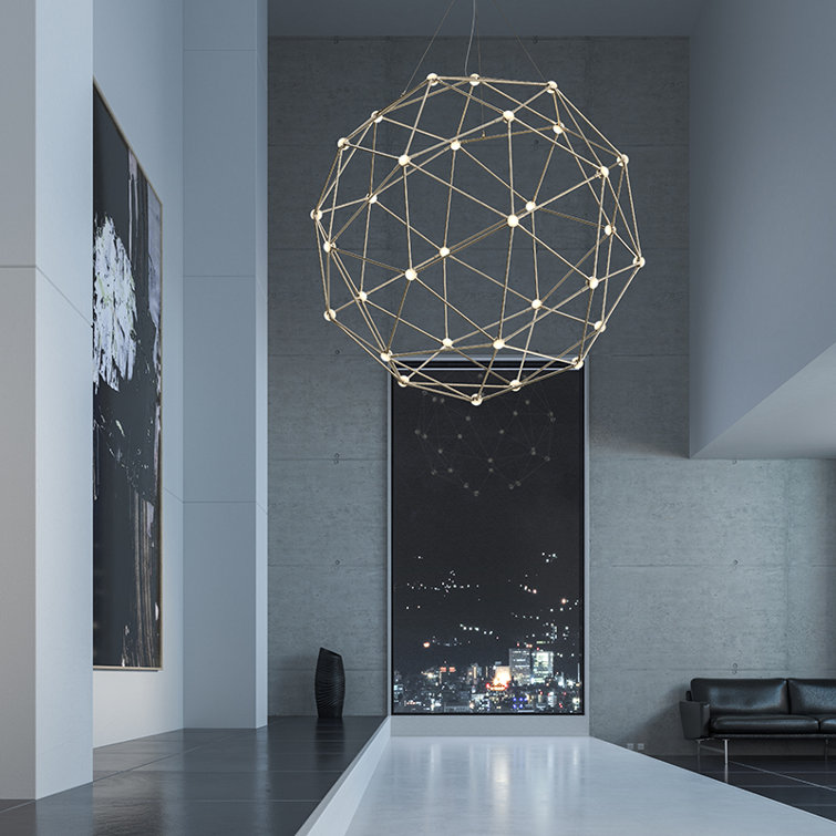 Constellation 40-Light Satin Nickel LED Geometric Chandelier