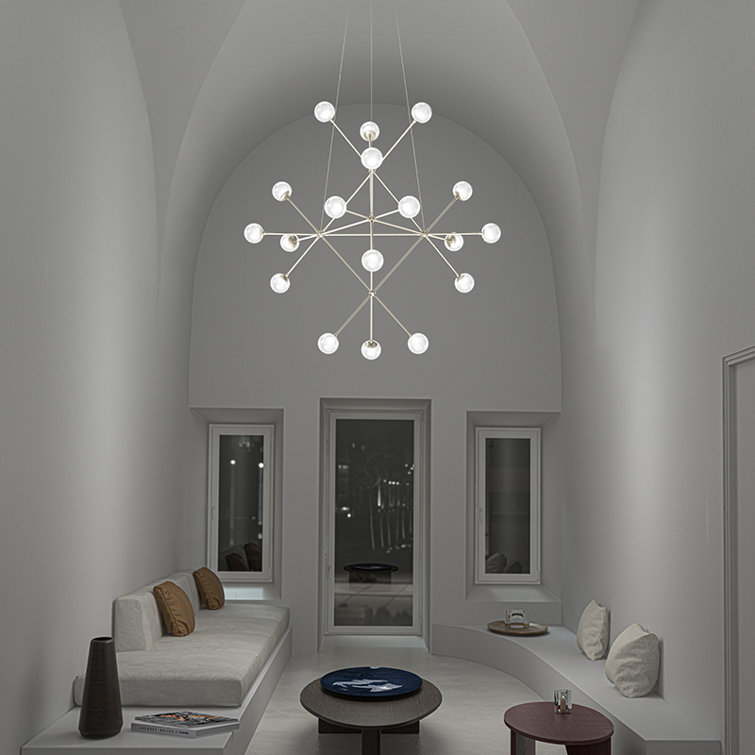 Proton 40" Satin Nickel LED Globe Chandelier
