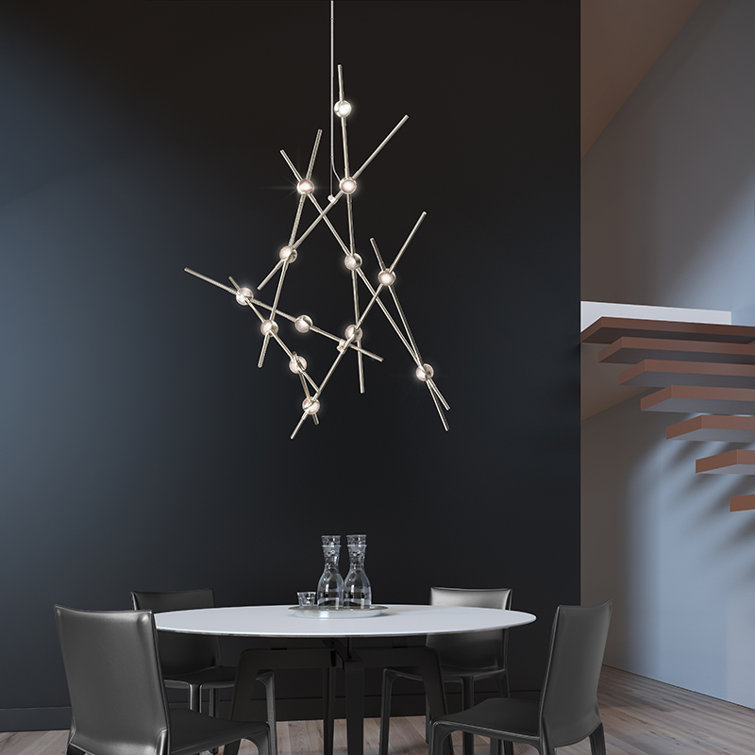Celestial Patterns 32" Satin Nickel LED Sputnik Chandelier