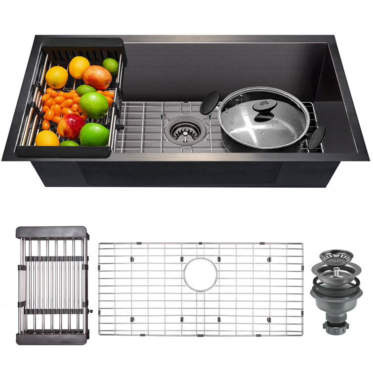 Matte Black Stainless Steel Single Bowl Undermount Kitchen Sink