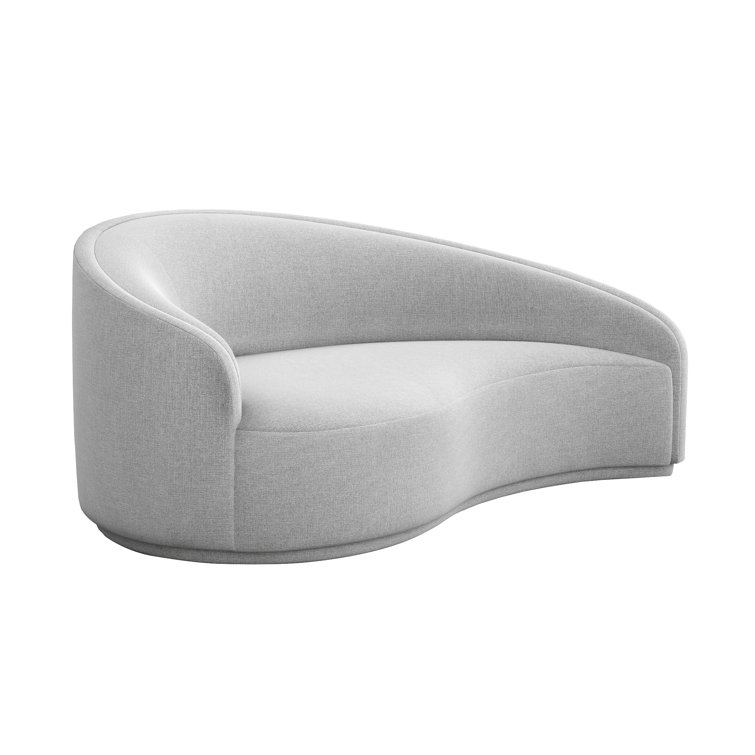 Feather Chenille Handcrafted Wood Left Curve Chaise