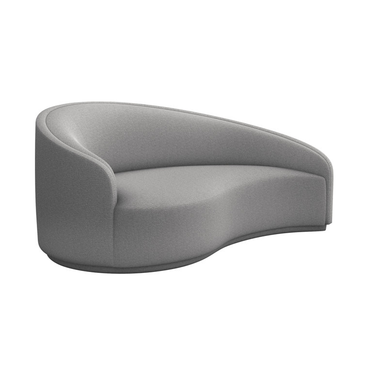 Feather Chenille Handcrafted Wood Left Curve Chaise