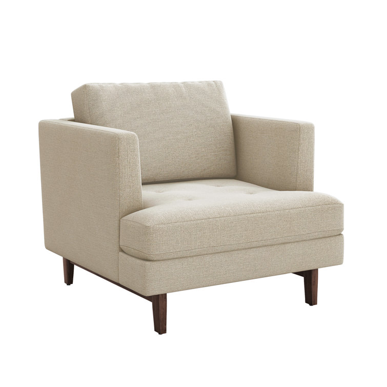 Handcrafted Bungalow Chenille Accent Chair in Walnut