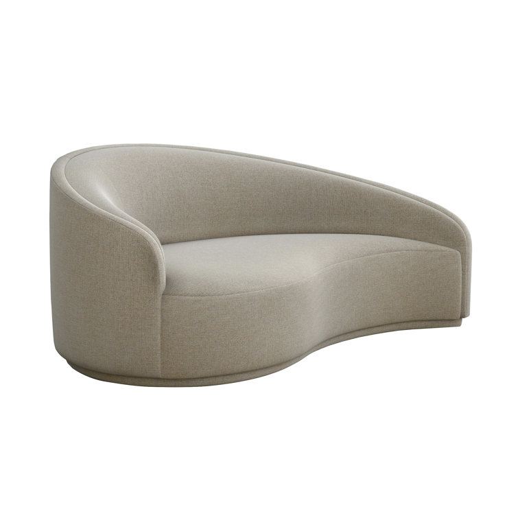 Feather Chenille Handcrafted Wood Left Curve Chaise