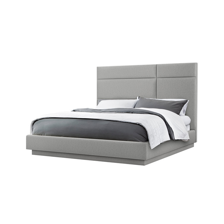 Quadrant Pearl Linen Queen Upholstered Platform Bed