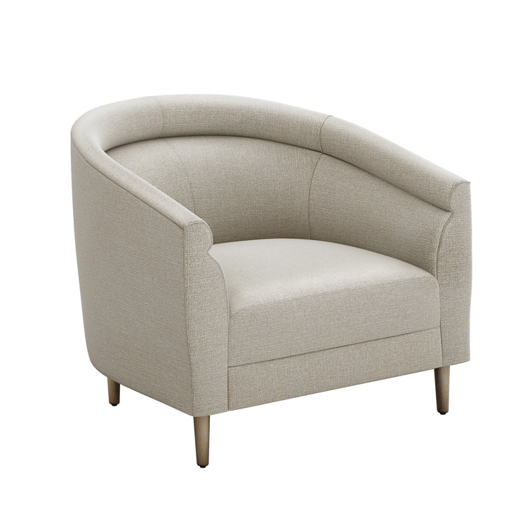 Capri Handcrafted Barrel Chair in Pearl Gray with Wood Accents